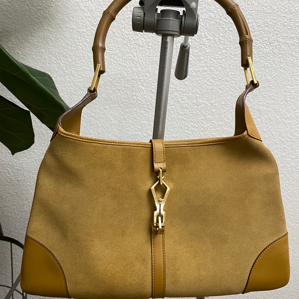 Gucci Jackie Bamboo Hobo Vintage Suede in Caramel